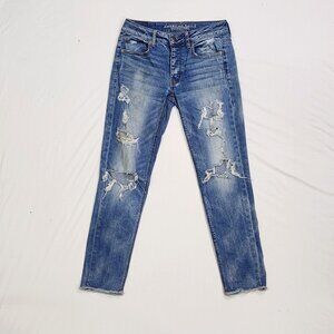 AE Tomgirl - Ripped, stretchy, Raw Ankle Cut Jeans Size: 2